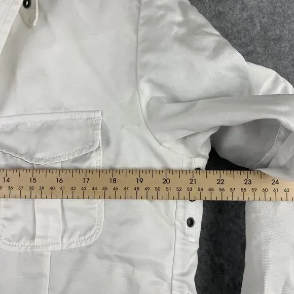 Victorinox Jacket Blazer Mens 42 White Linen Blend Utility Nautical Elbow Patch